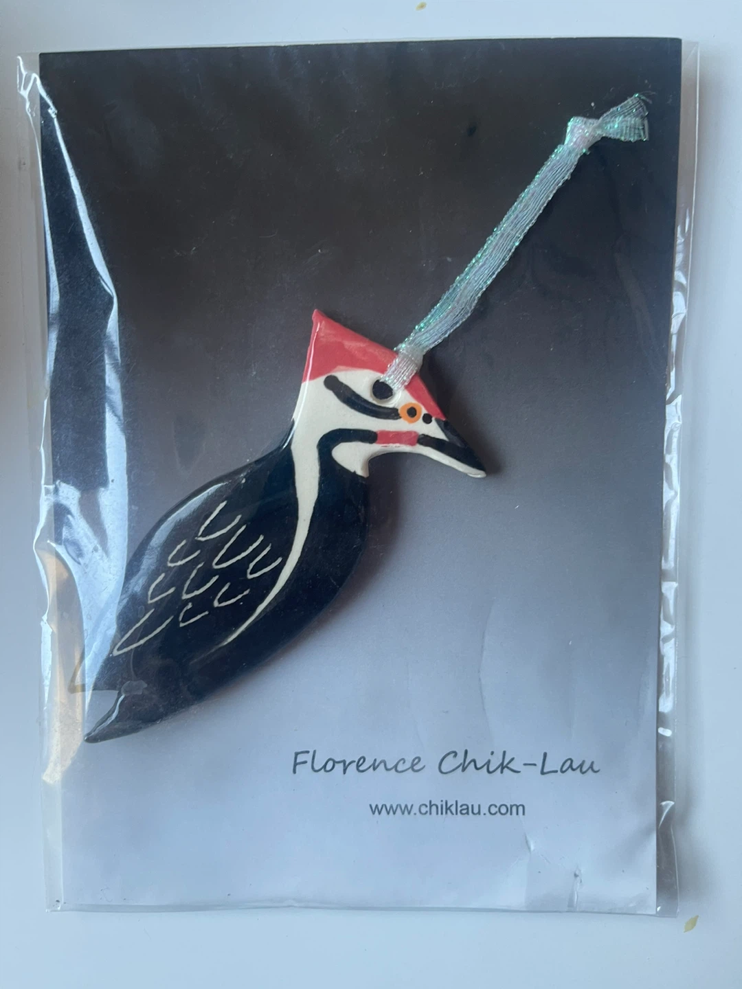 Florence Chik-Lau Pileated Woodpecker Ceramic Ornament