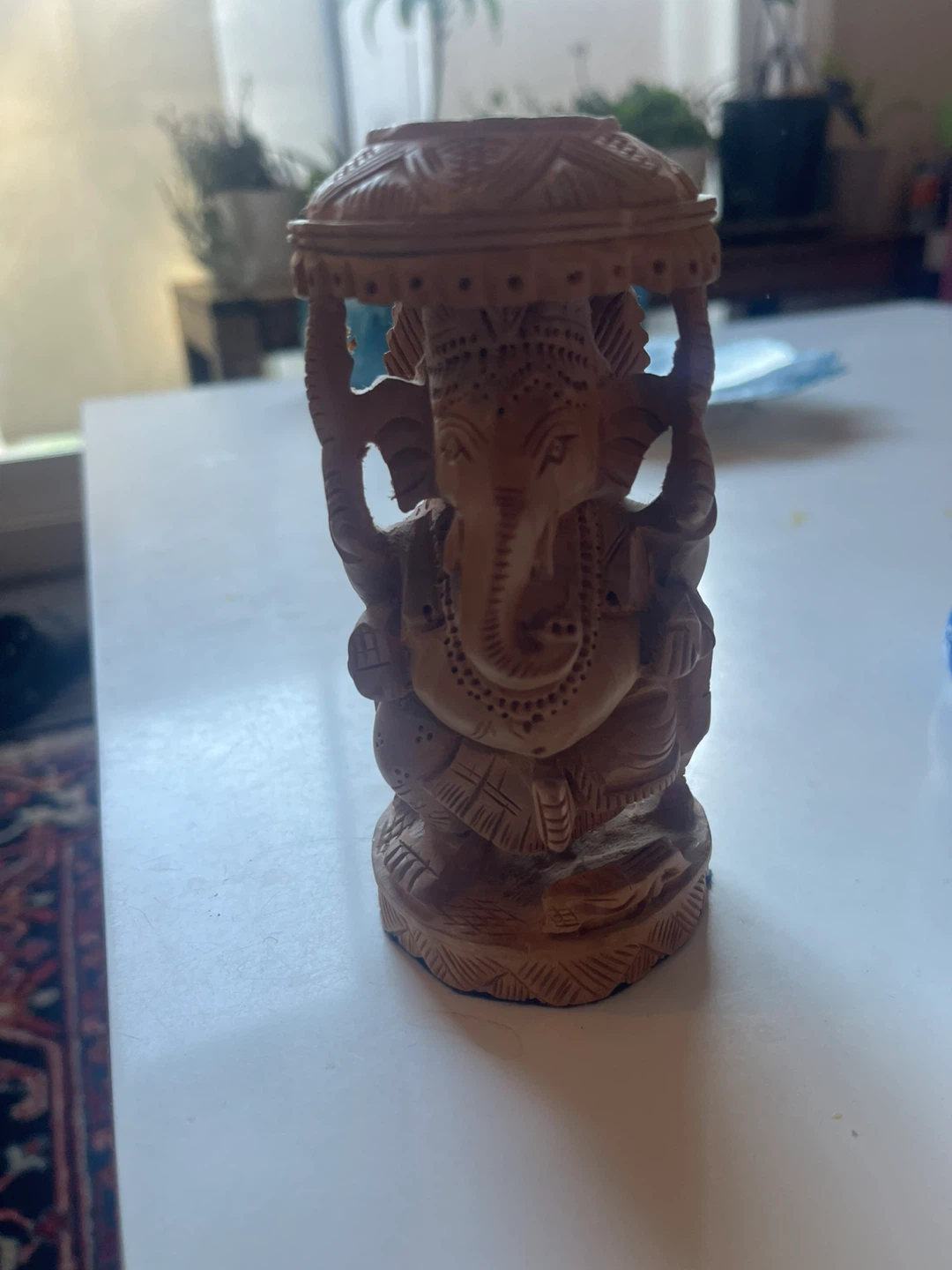 Hand-Carved Wooden Ganesha Statue