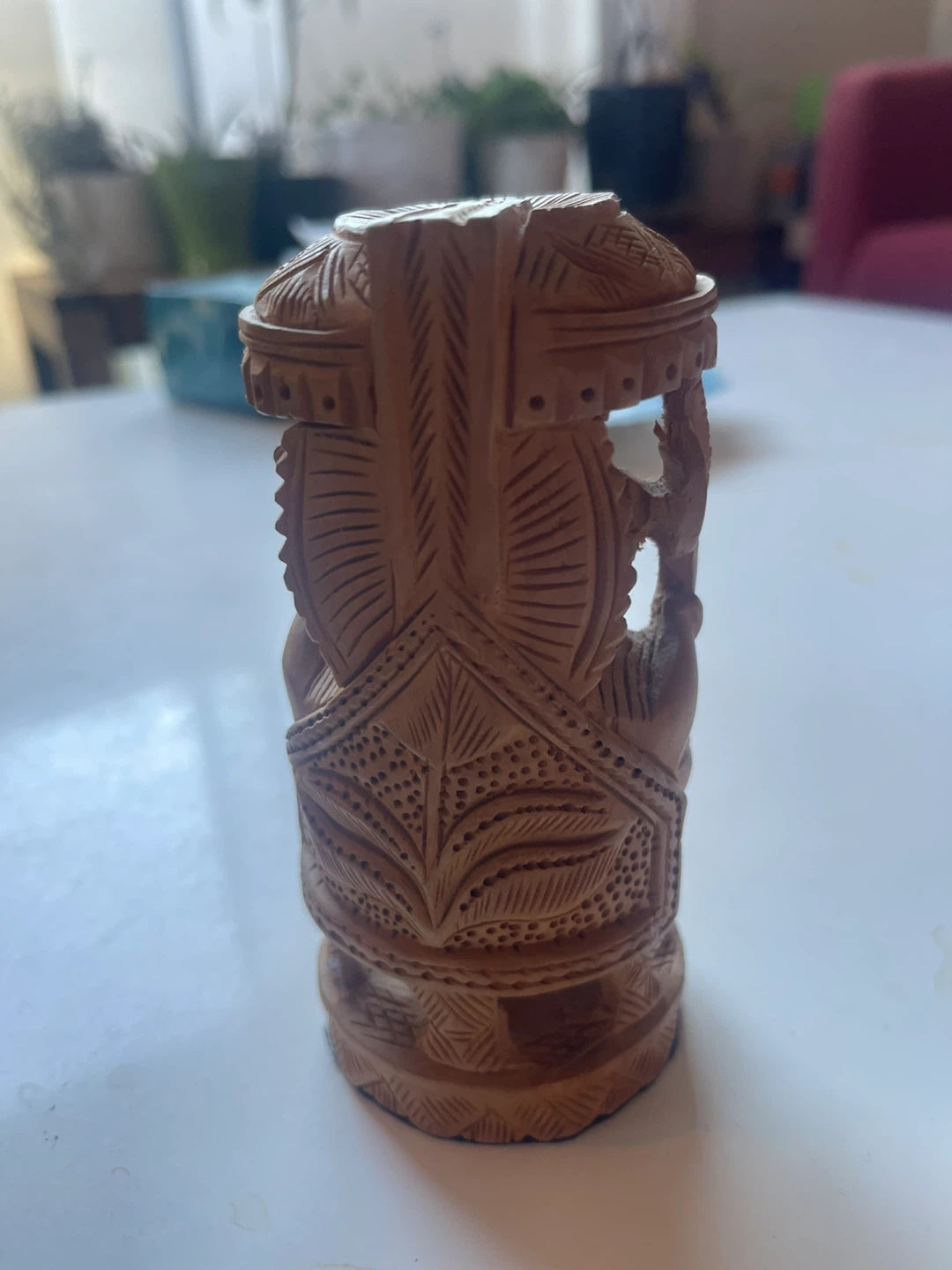Hand-Carved Wooden Ganesha Statue - photo 2