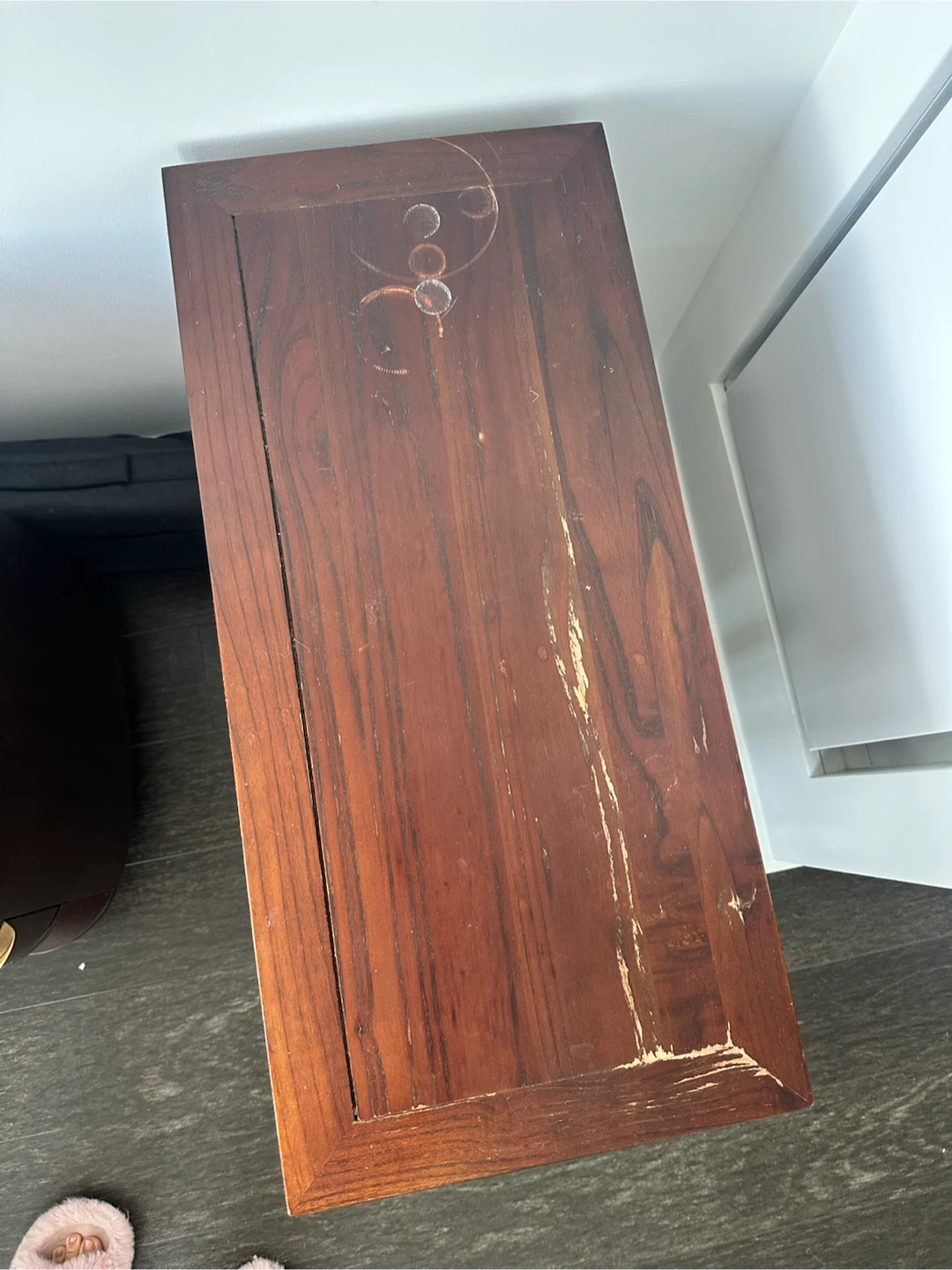 Wooden Side Table with Drawer and Storage Bins - photo 3