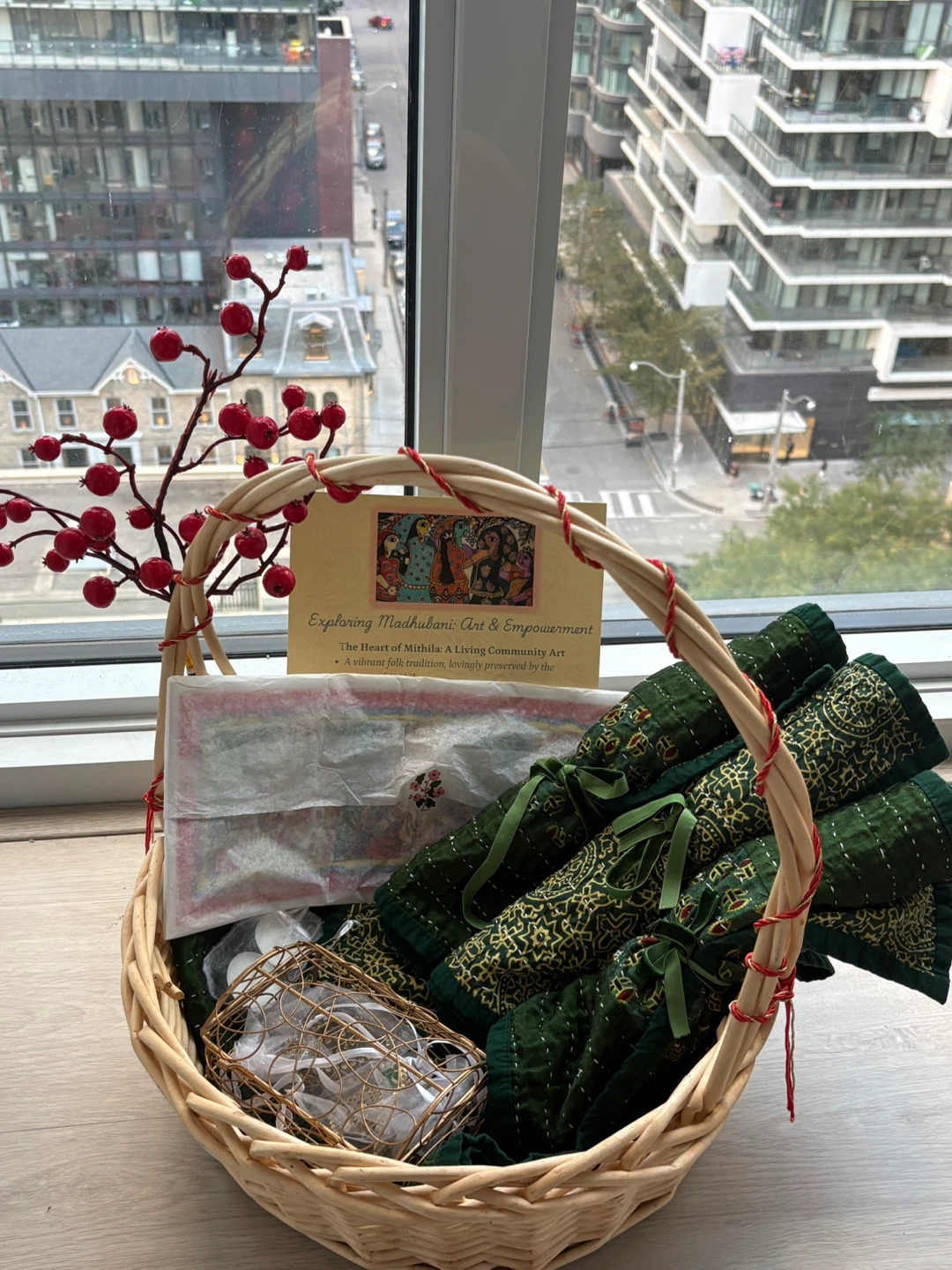 Madhubani Art and Kantha Quilt Gift Basket