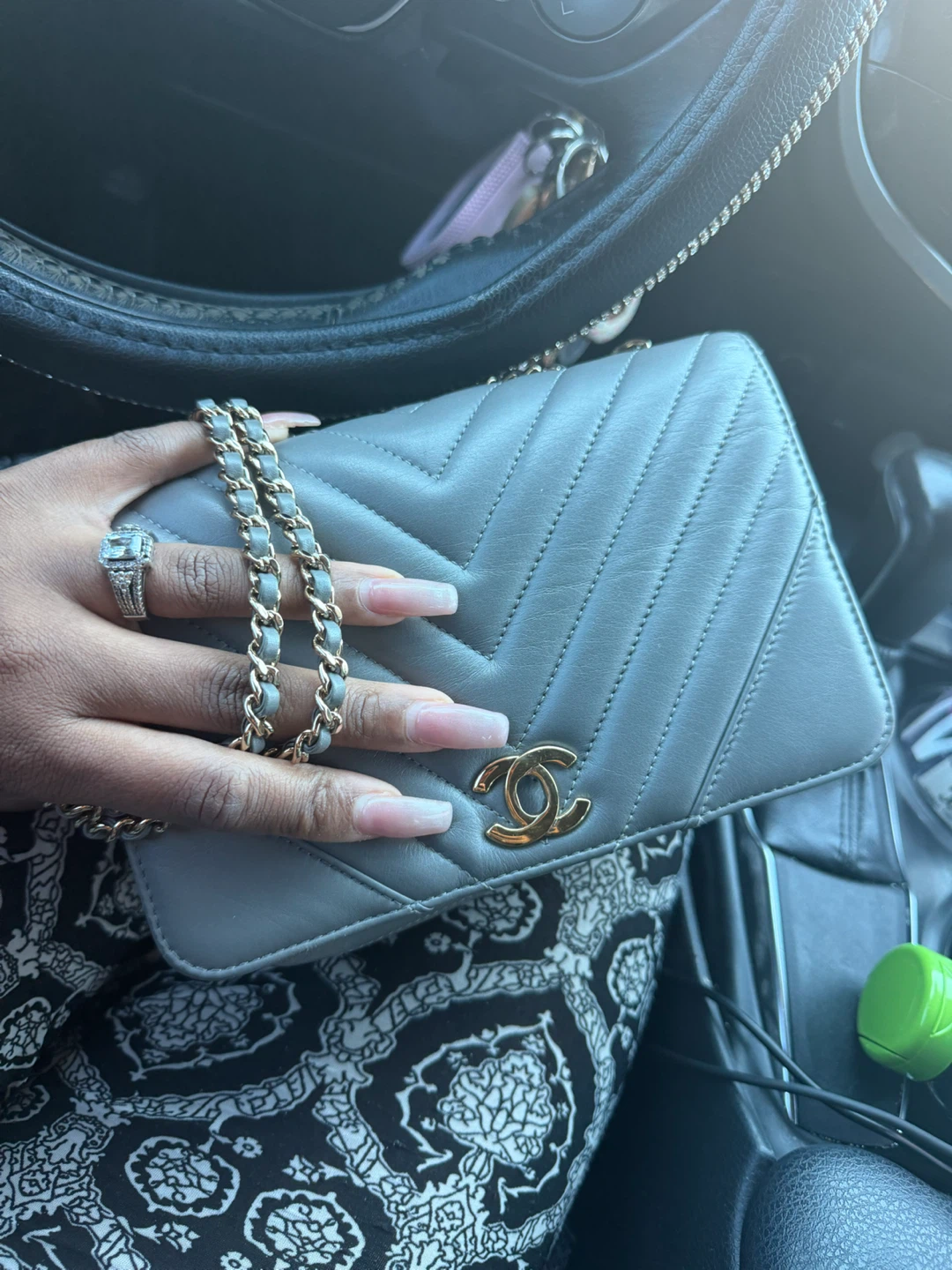 Selling LAMBSKIN CHEVRON STATEMENT FLAP BAG