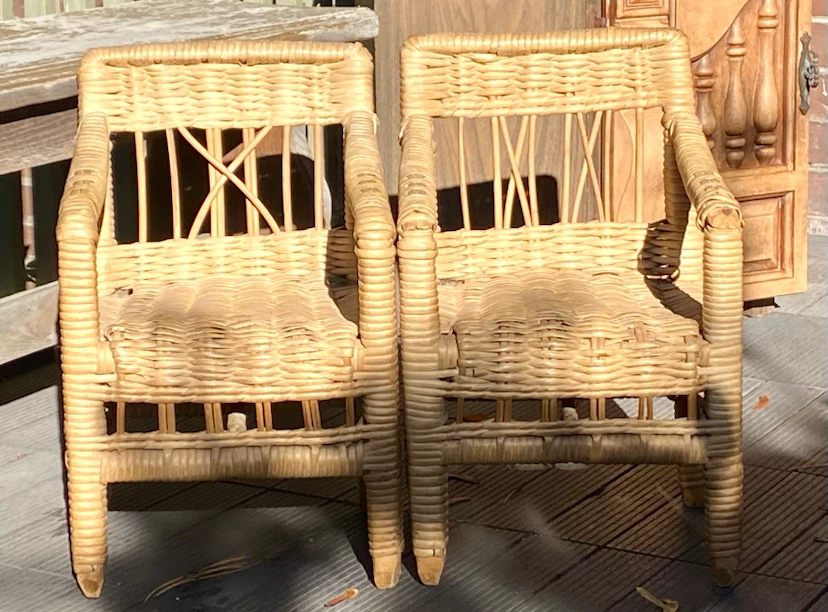 Two children's wicker armchairs , rattan, garden, patio, vintage - photo 4
