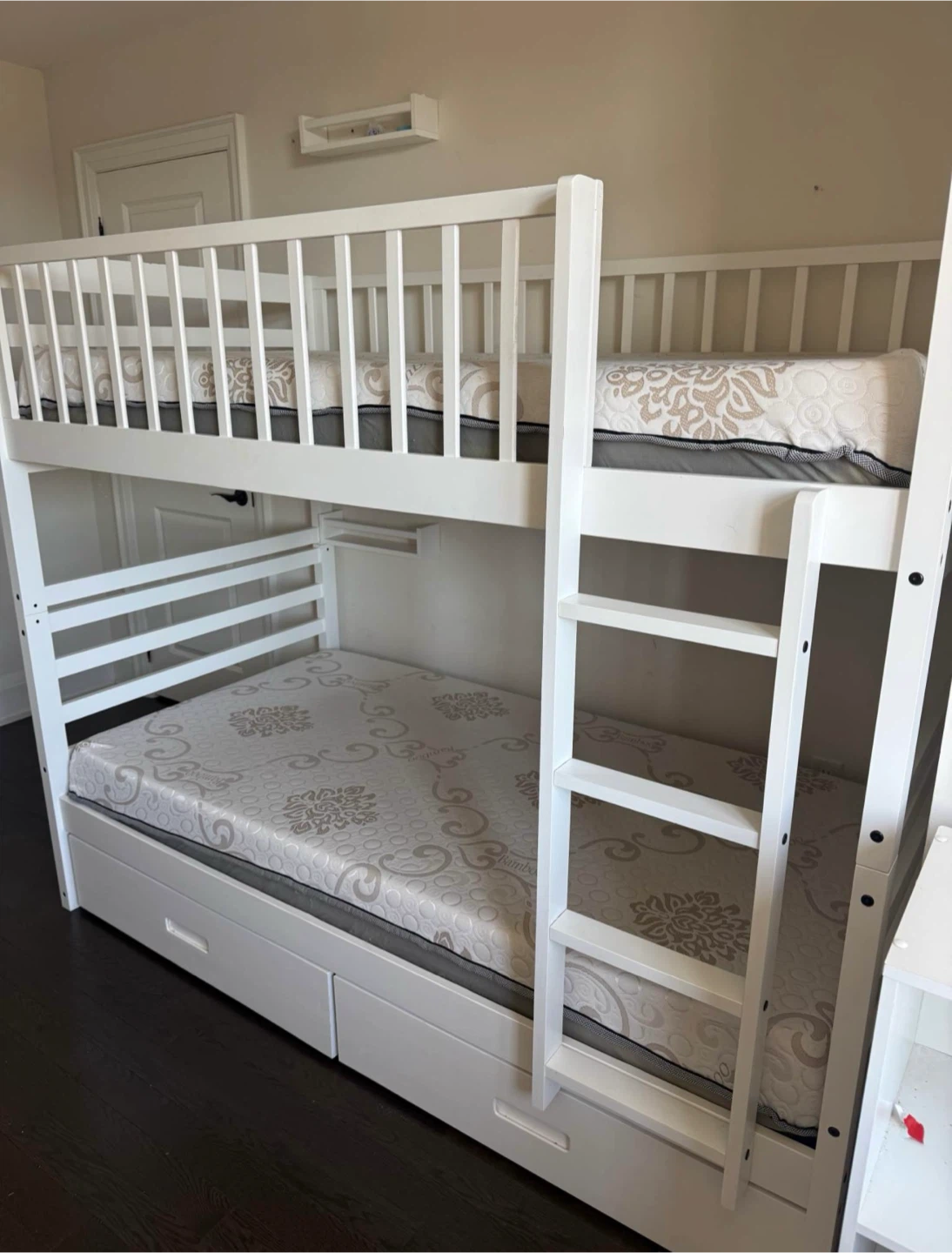 White Wooden Bunk Bed with Storage Drawers - photo 4