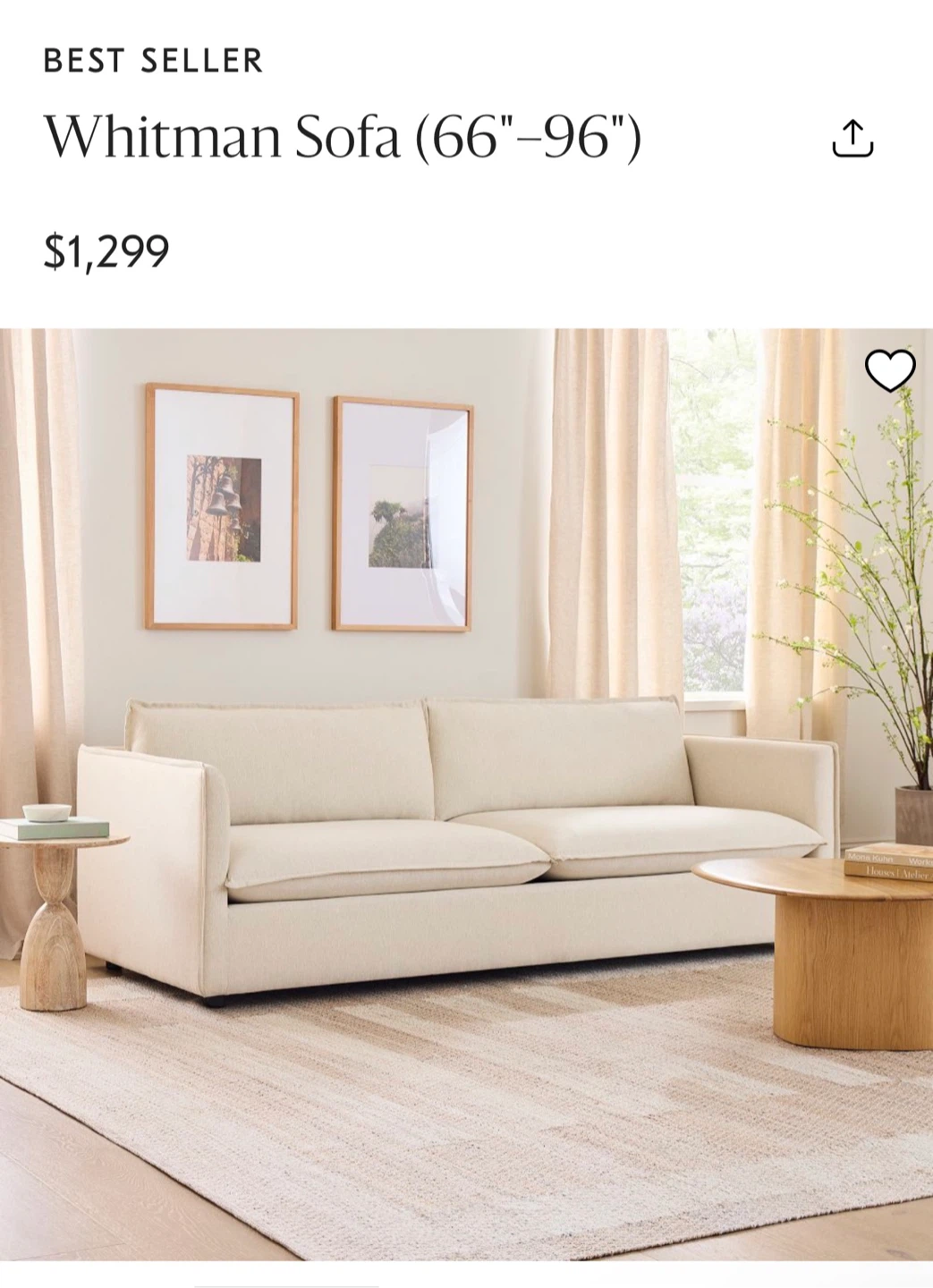West Elm Whitman Sofa - 86''