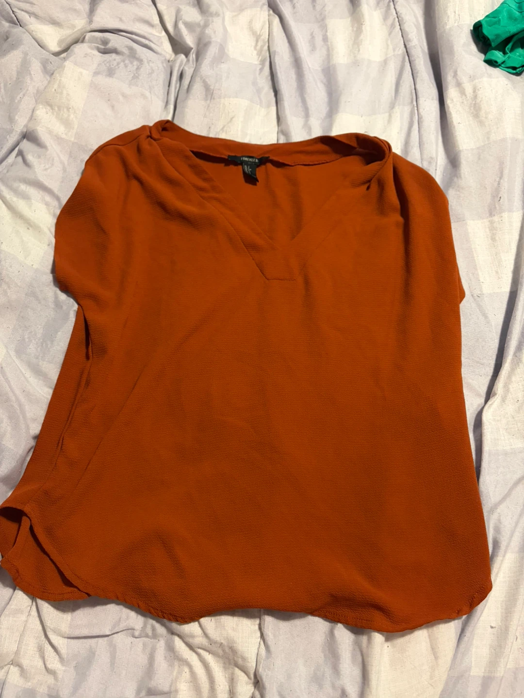 Forever 21 Rust Orange V-Neck Top