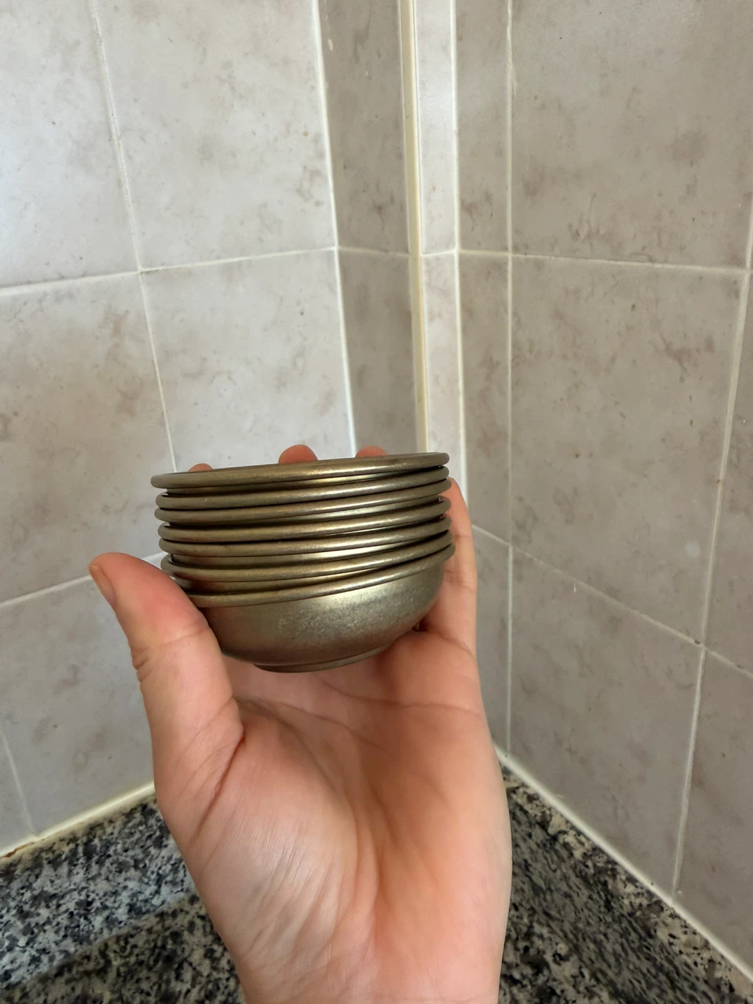 Set of 7 Small Brass sauce or Dip Bowls - photo 4