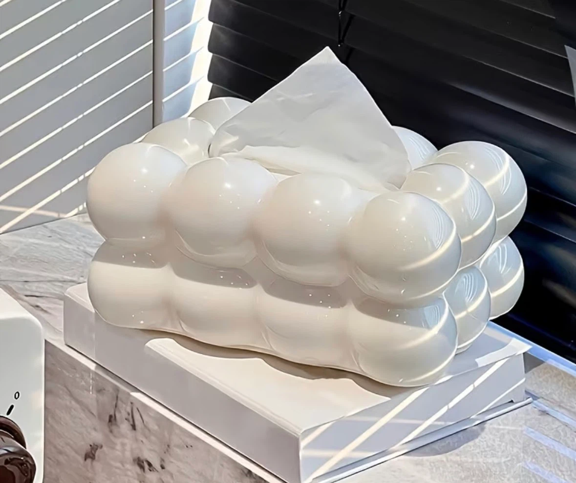 White Bubble Tissue Box Cover - photo 3