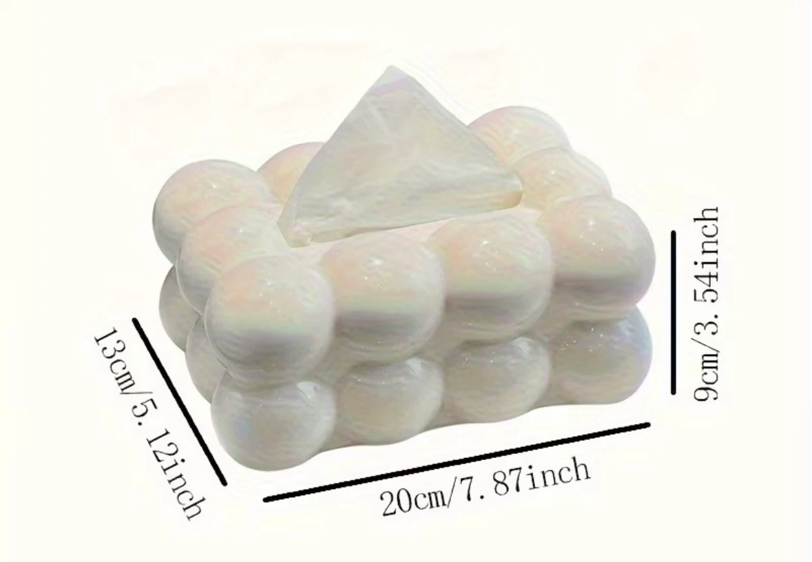 White Bubble Tissue Box Cover - photo 4