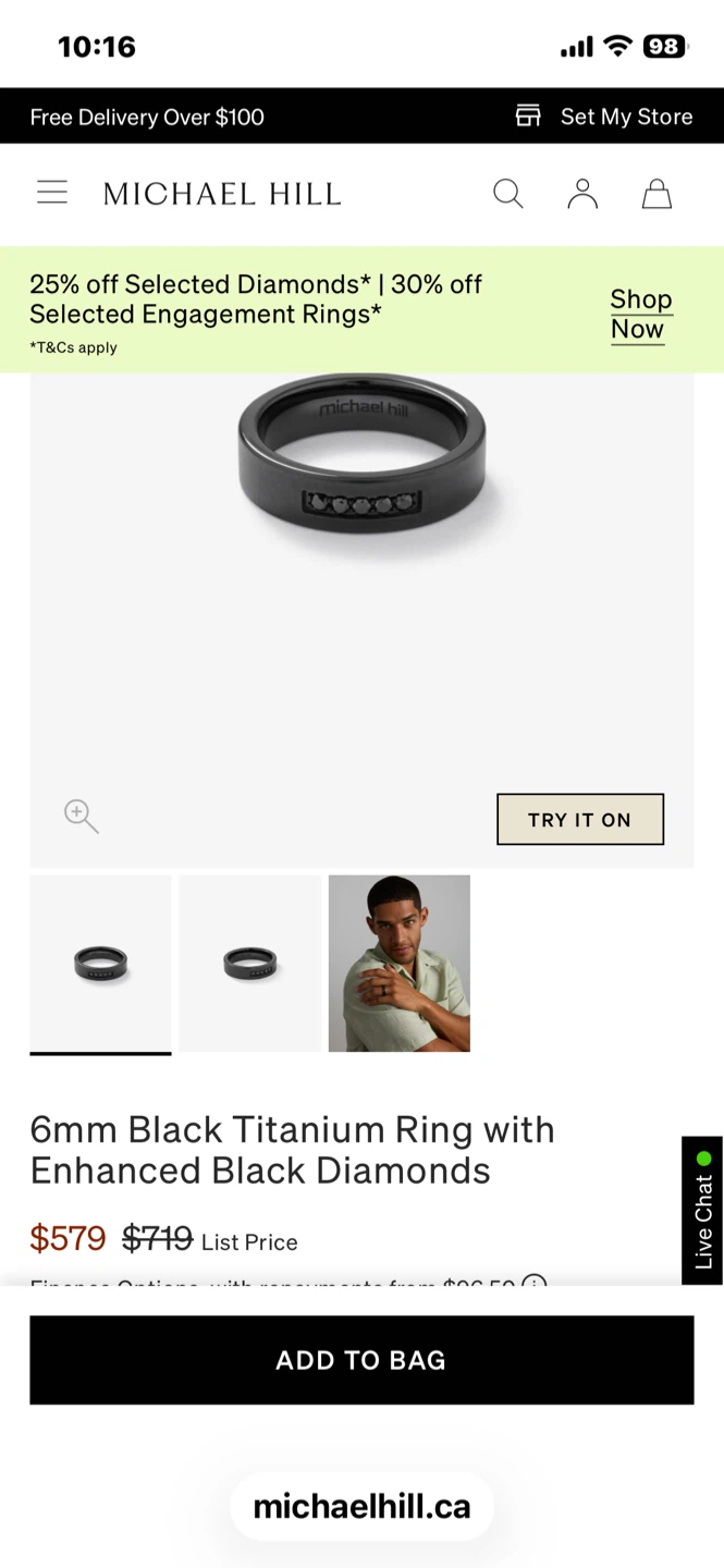 Michael Hill Black Titanium Ring with Black Diamonds - photo 2