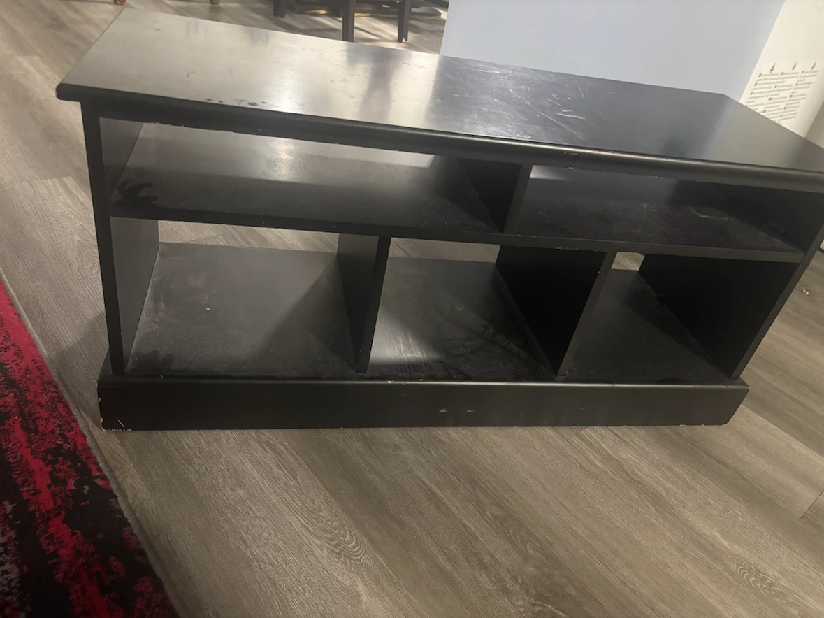 Black TV Stand with Open Shelving