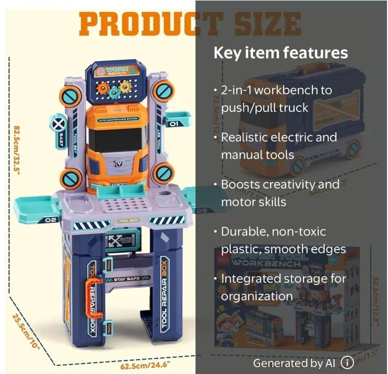 New Kids Folding Tool Work Bench Play Set - photo 5
