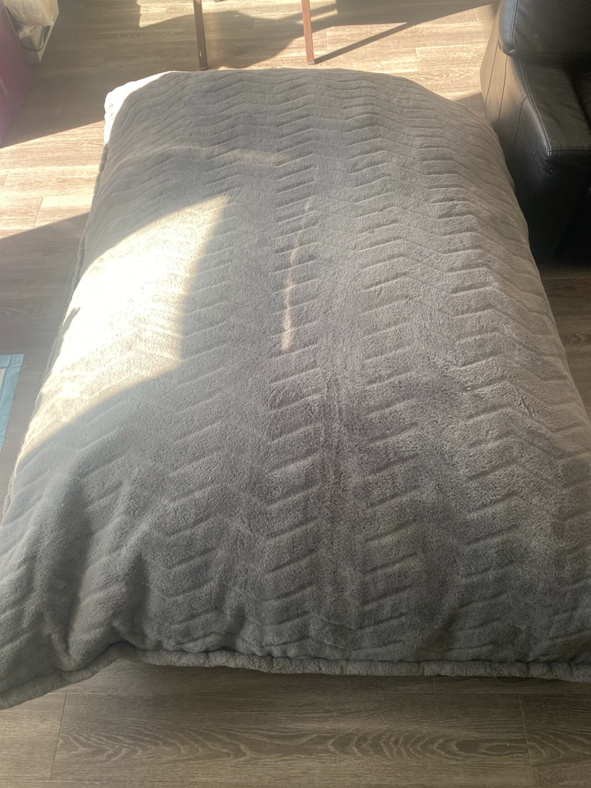 Large Grey Faux Fur Bean Bag Chair