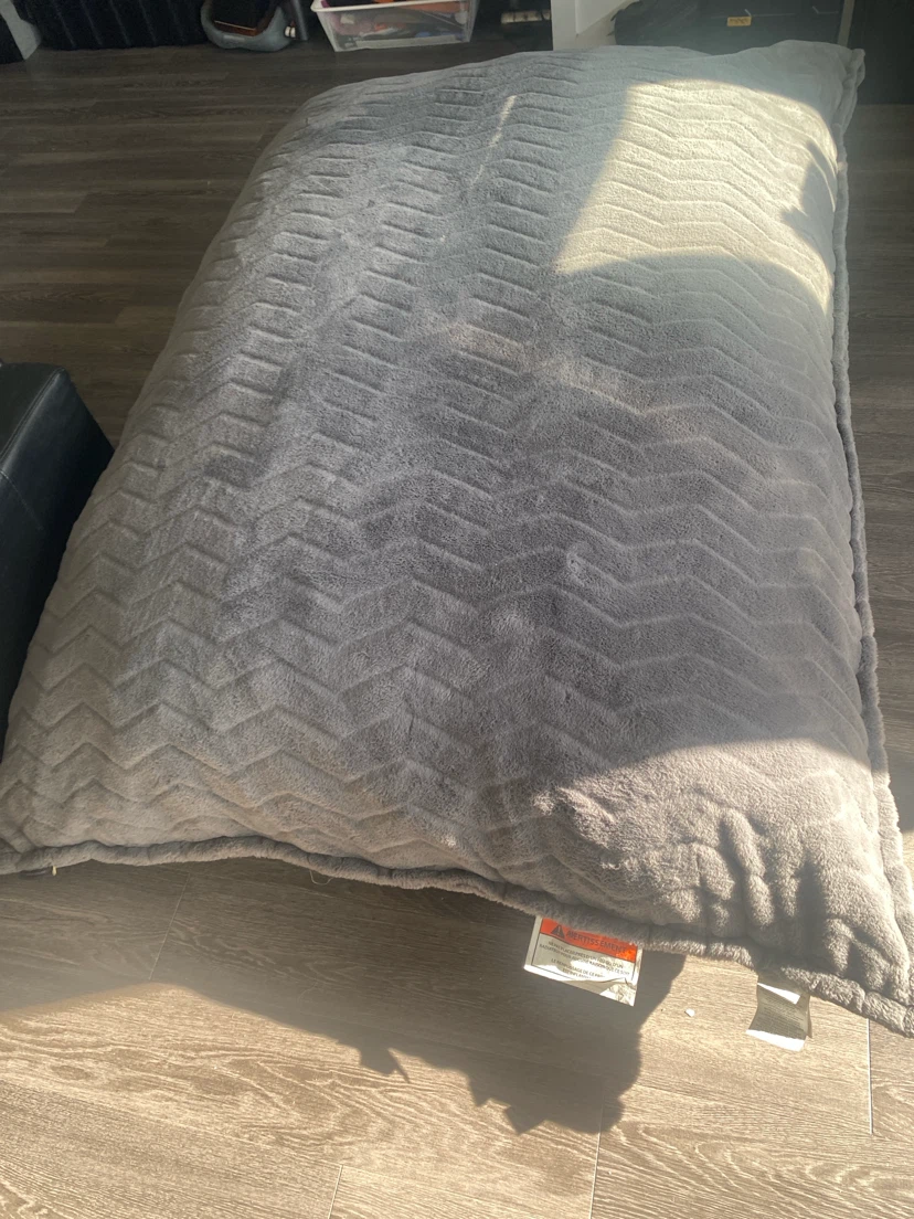 Large Grey Faux Fur Bean Bag Chair - photo 3