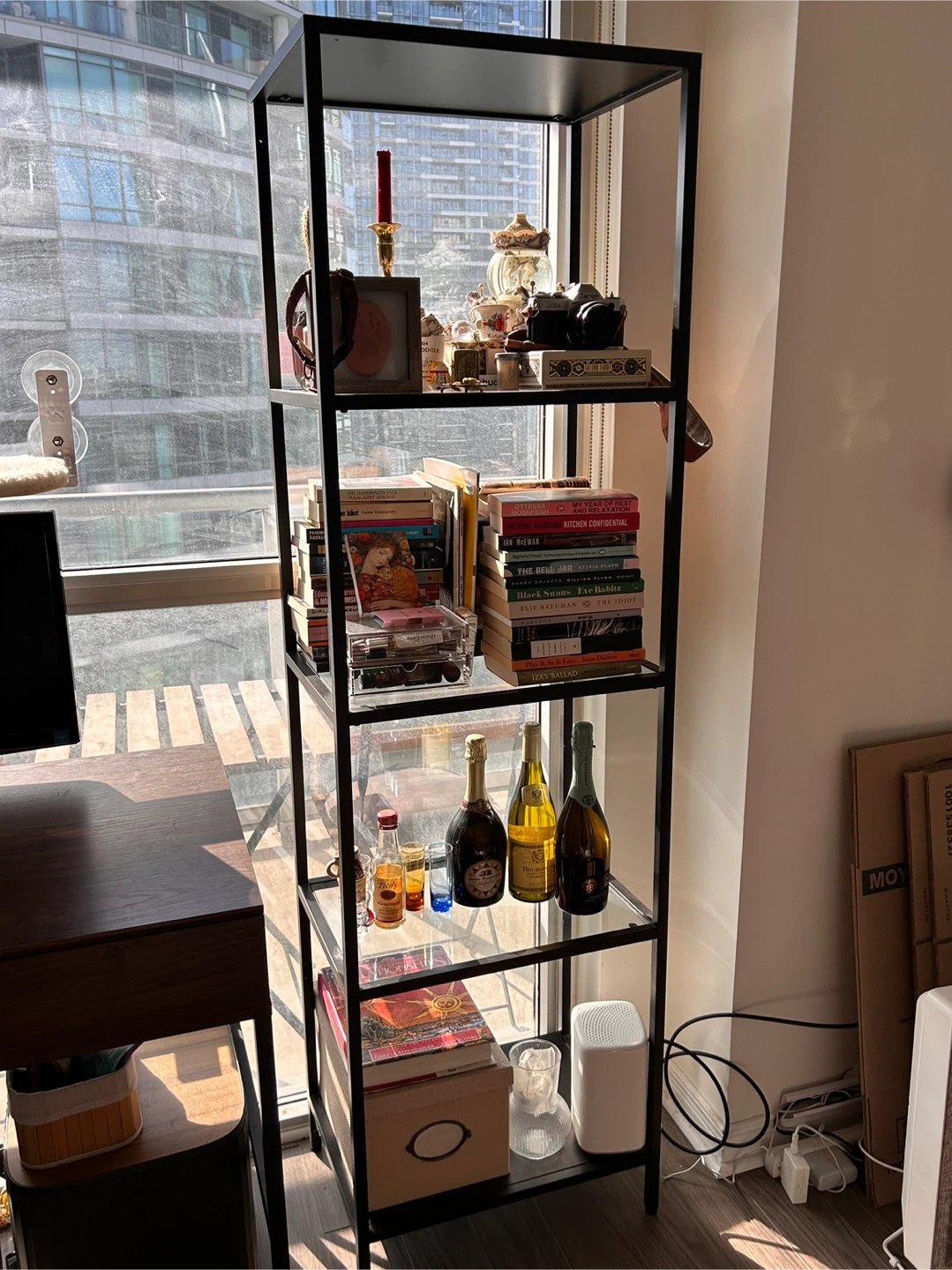 Vittsjö Black-Brown/Glass Shelving Unit