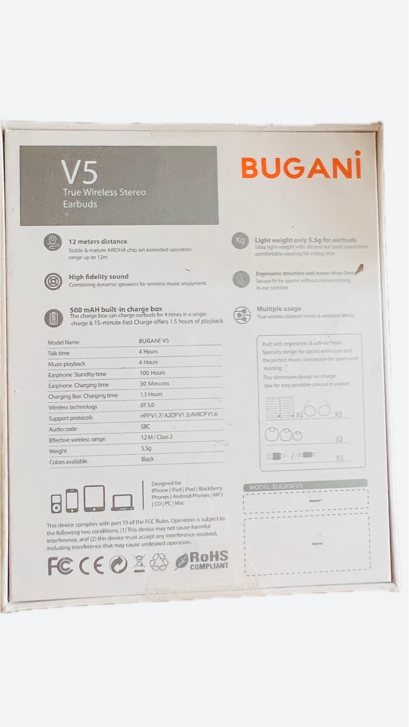 Bugani V5 True Wireless Stereo Earbuds - photo 2