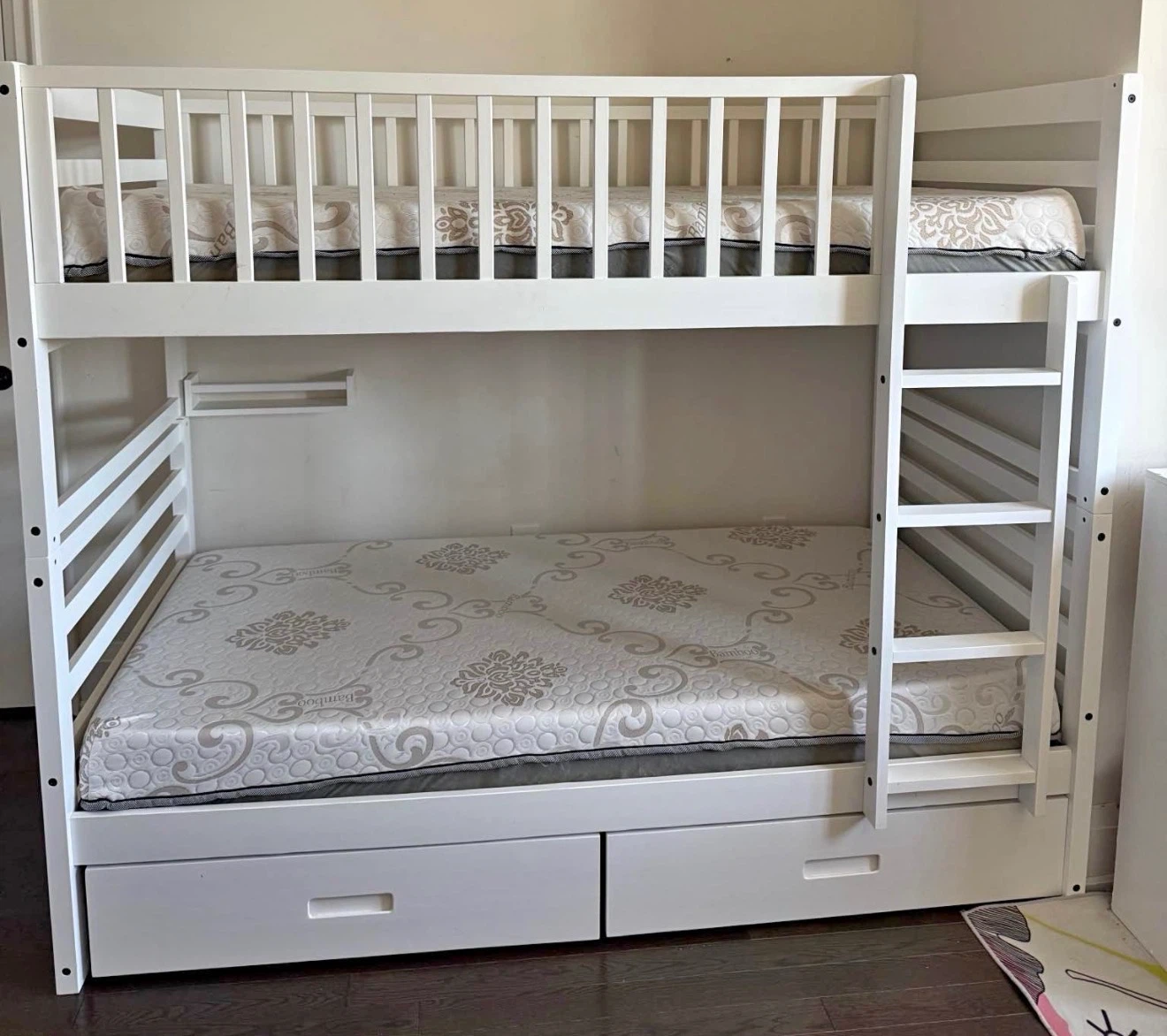 White Wooden Bunk Bed with Storage Drawers - photo 2