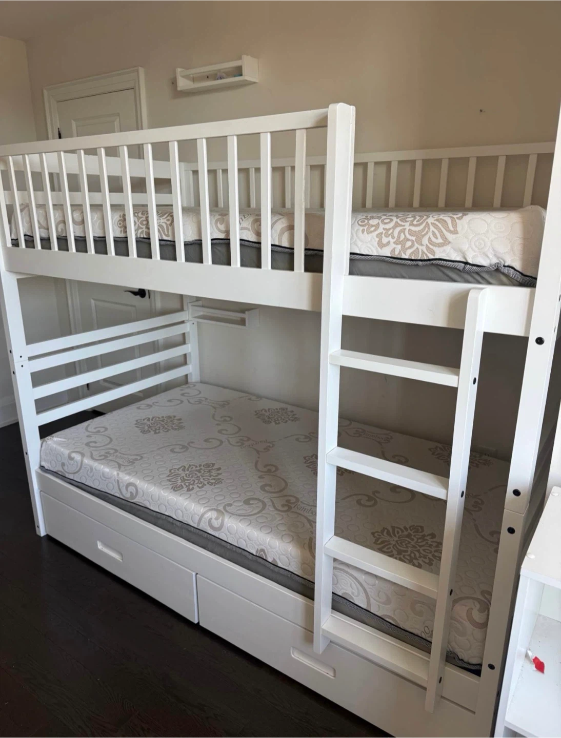 White Wooden Bunk Bed with Storage Drawers - photo 4