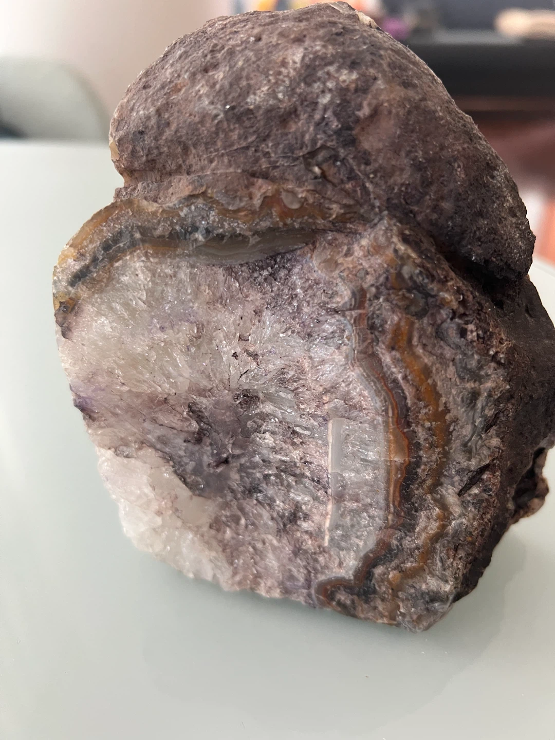 Natural Amethyst and Agate Geode Specimen - photo 3