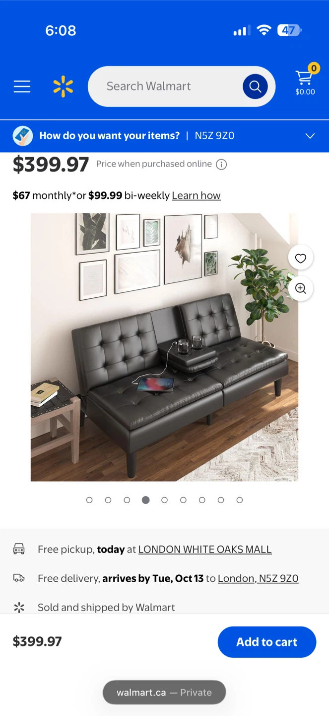 Black Faux Leather Futon Sofa Bed - photo 2