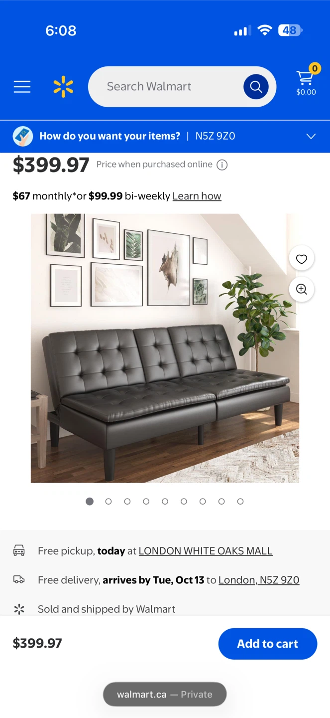 Black Faux Leather Futon Sofa Bed - photo 3