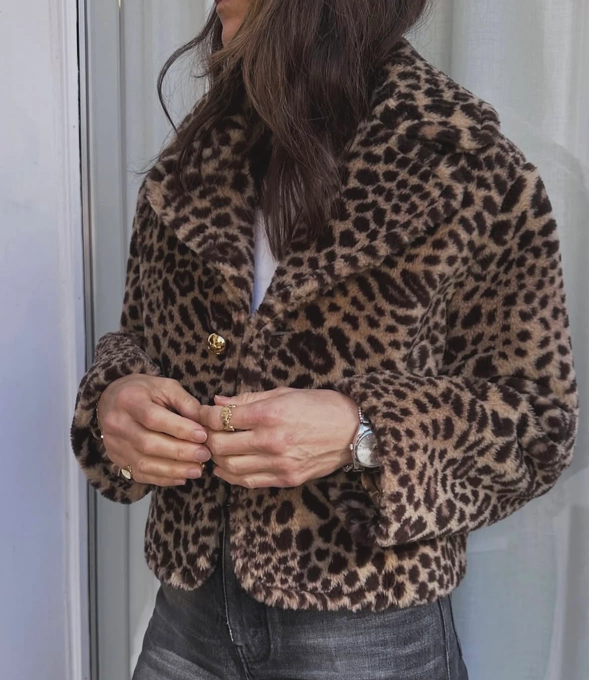 Paid $350+ tax!! Michael Kors Leopard Print Faux Fur Jacket