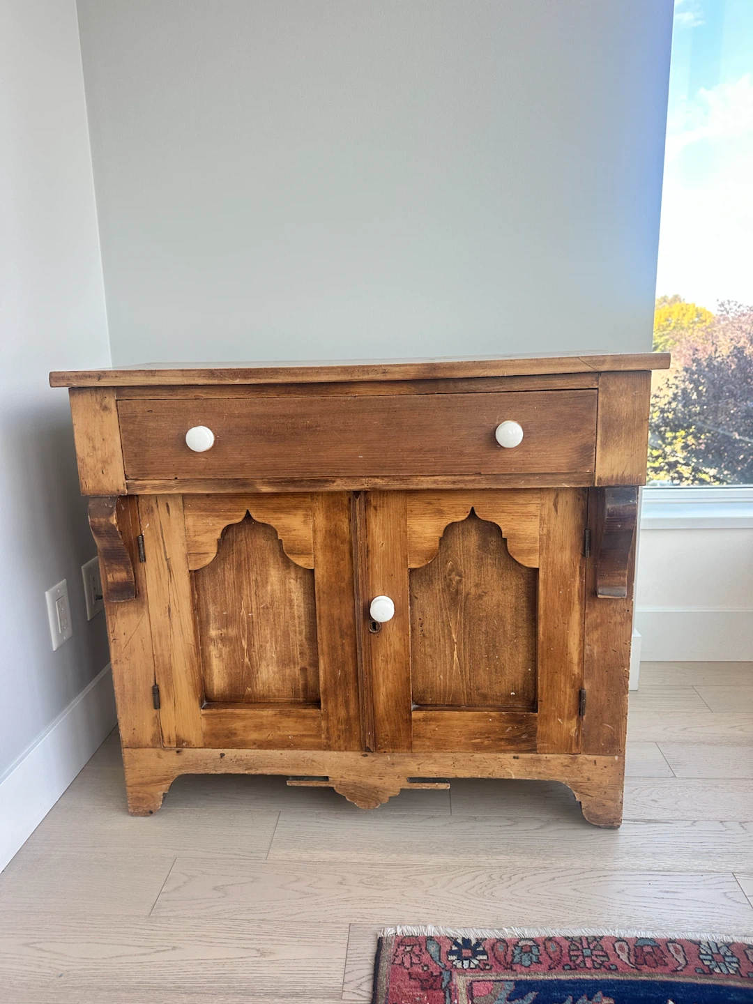 Rustic Pine Wood Sideboard Cabinet