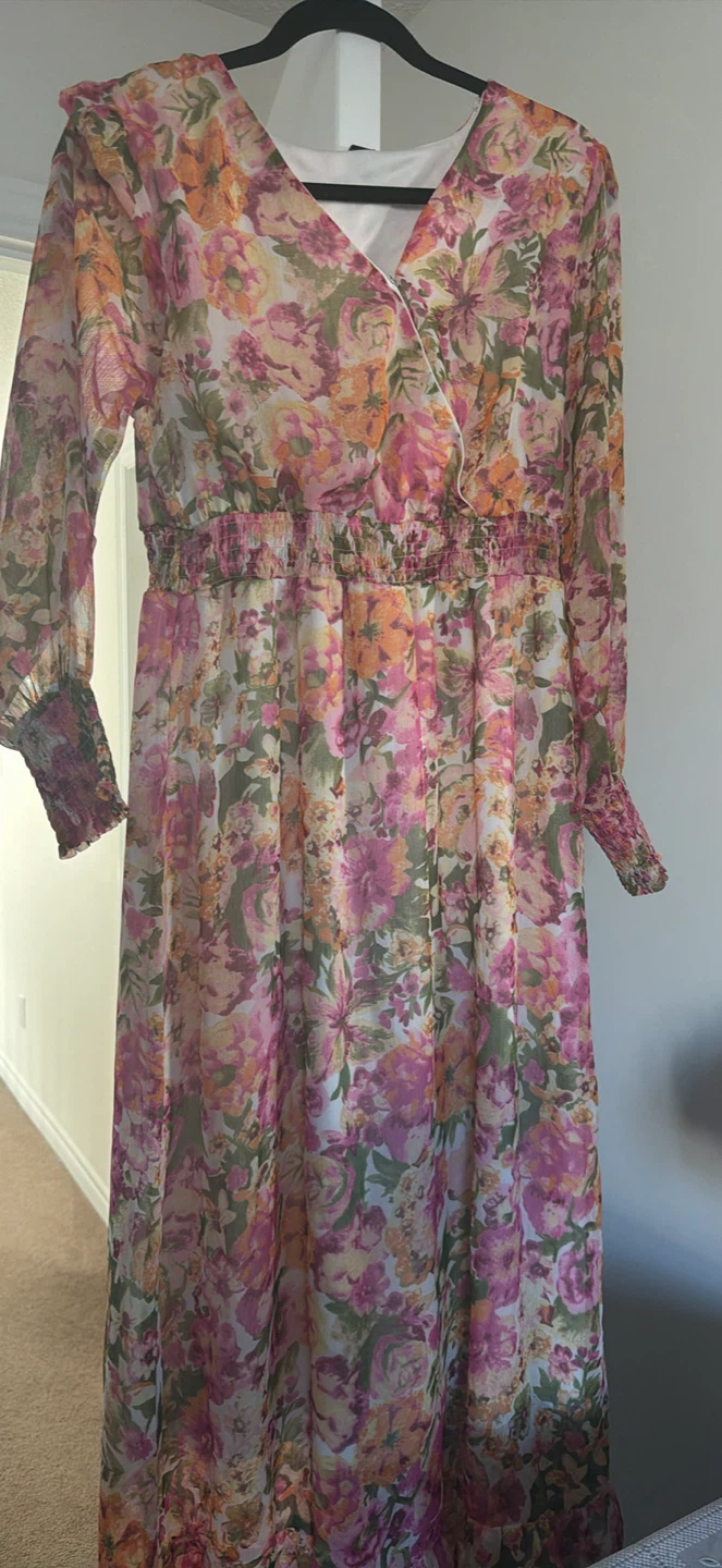 Floral Print Long Sleeve chiffon Maxi Dress - photo 2