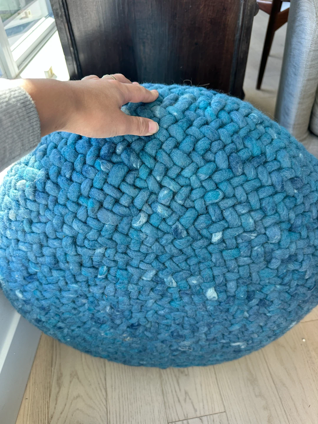 Blue Woven Wool Pouf from Provide - photo 2