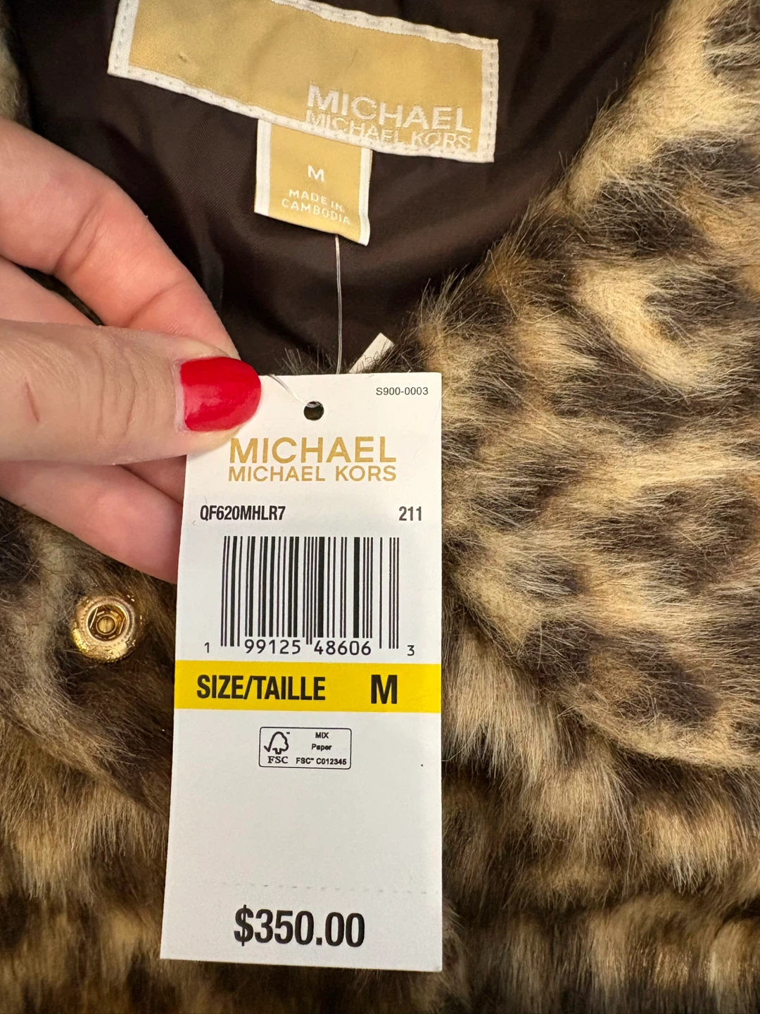 Paid $350+ tax!! Michael Kors Leopard Print Faux Fur Jacket - photo 5