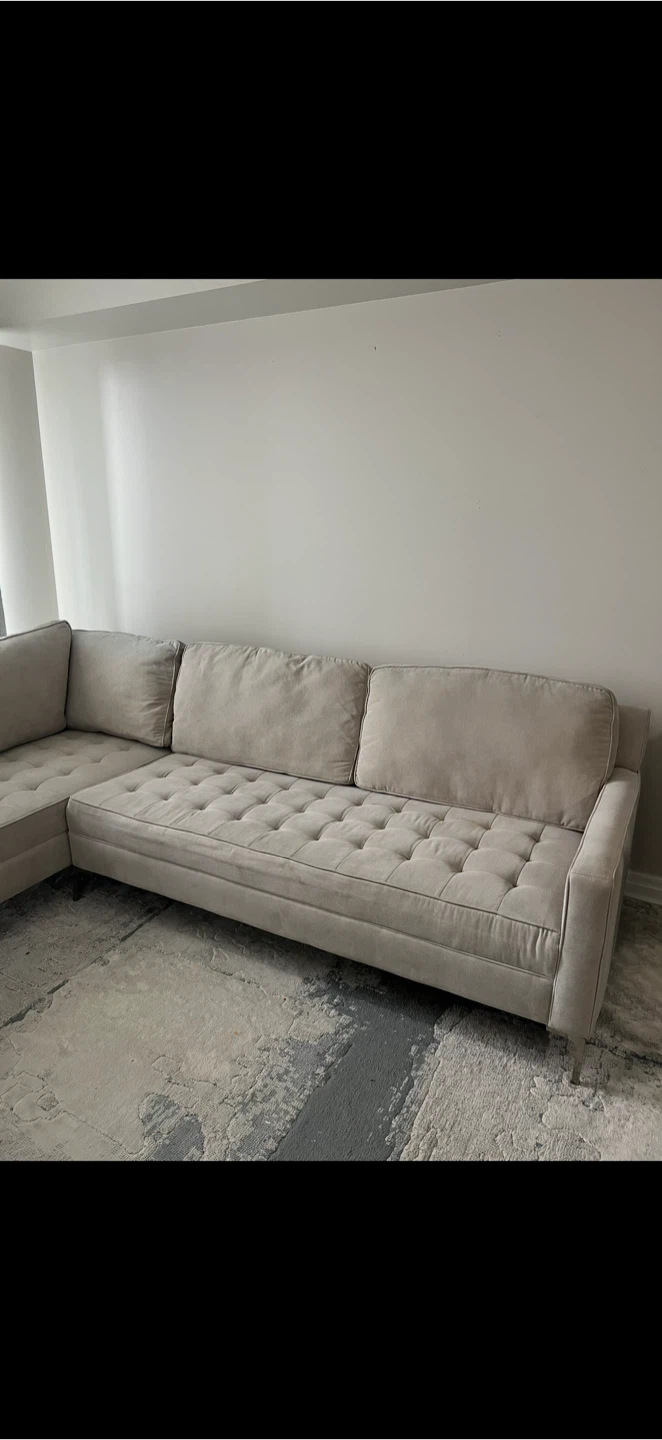 Beige tufted sectional sofa - photo 2