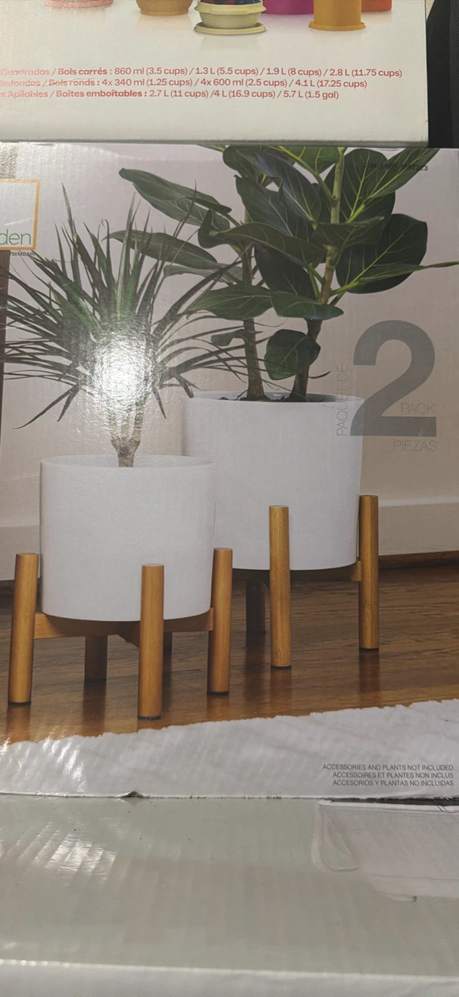 Inside Outside Garden Ceramic Planters with Bamboo Stands - photo 2