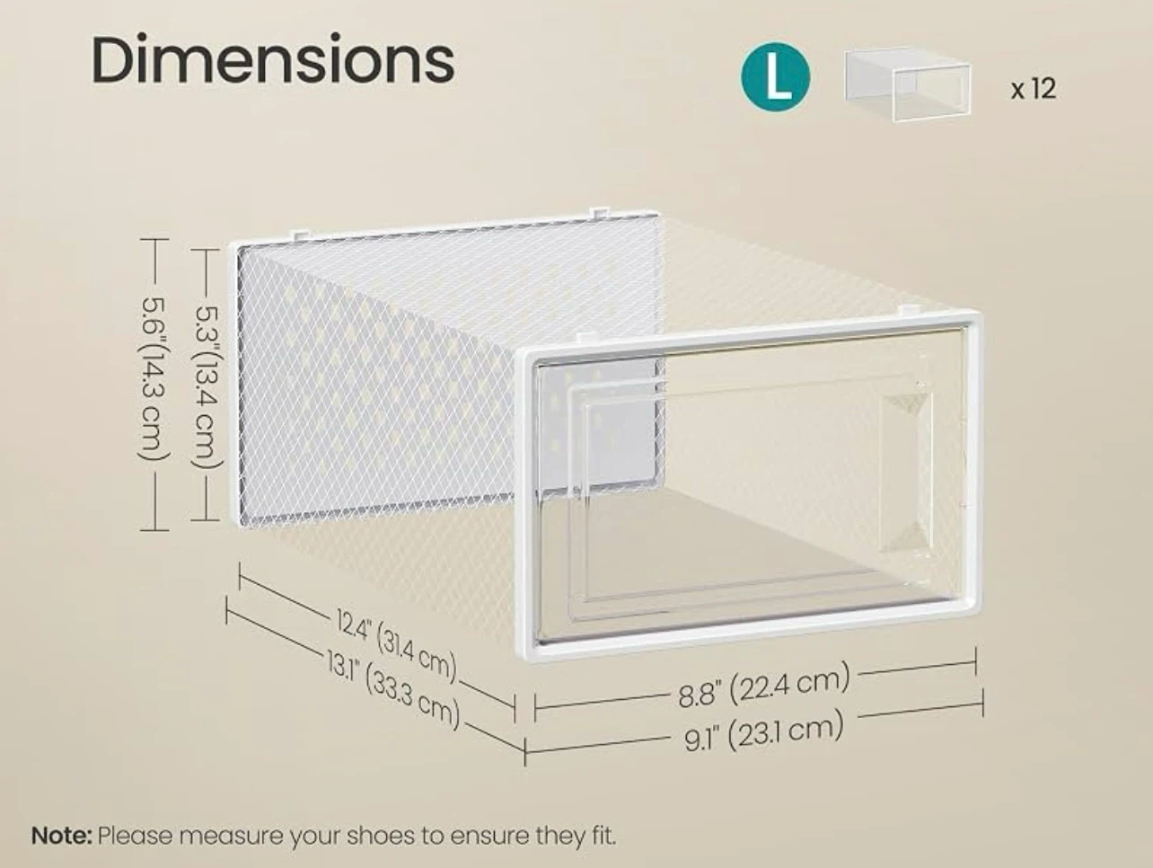SONGMICS Large Shoe Storage Boxes, 12 Pack - photo 5