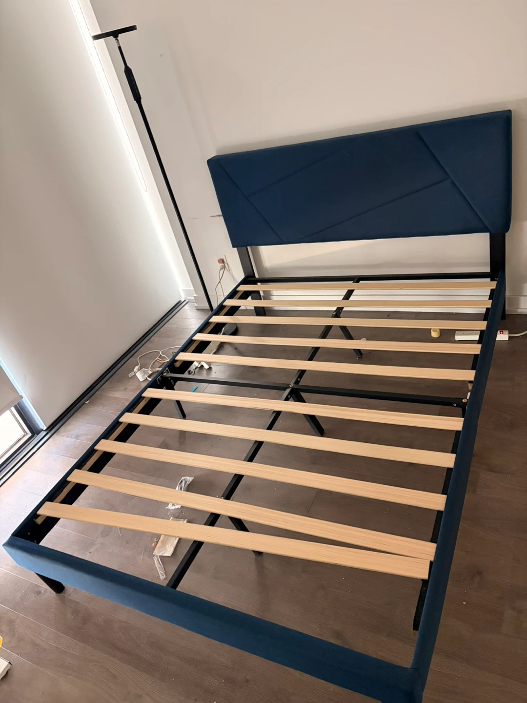 Blue Upholstered Full Size Bed Frame