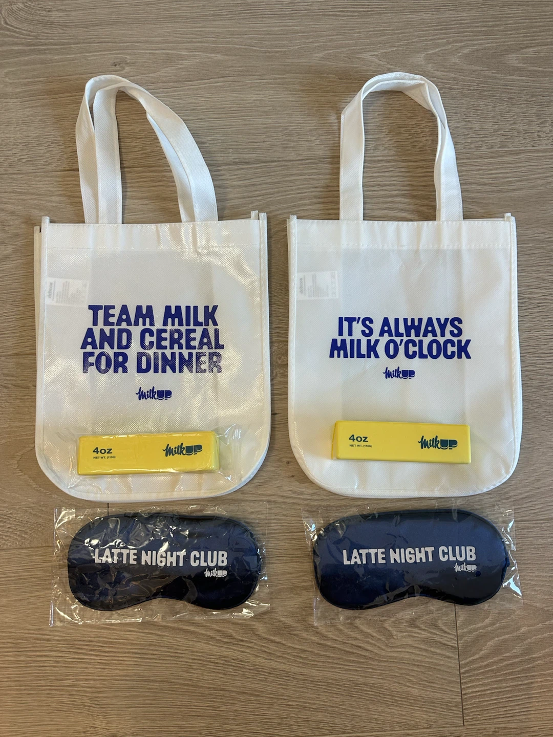 MilkUP Bundle: Tote Bags, Butter Squish, and Eye Masks