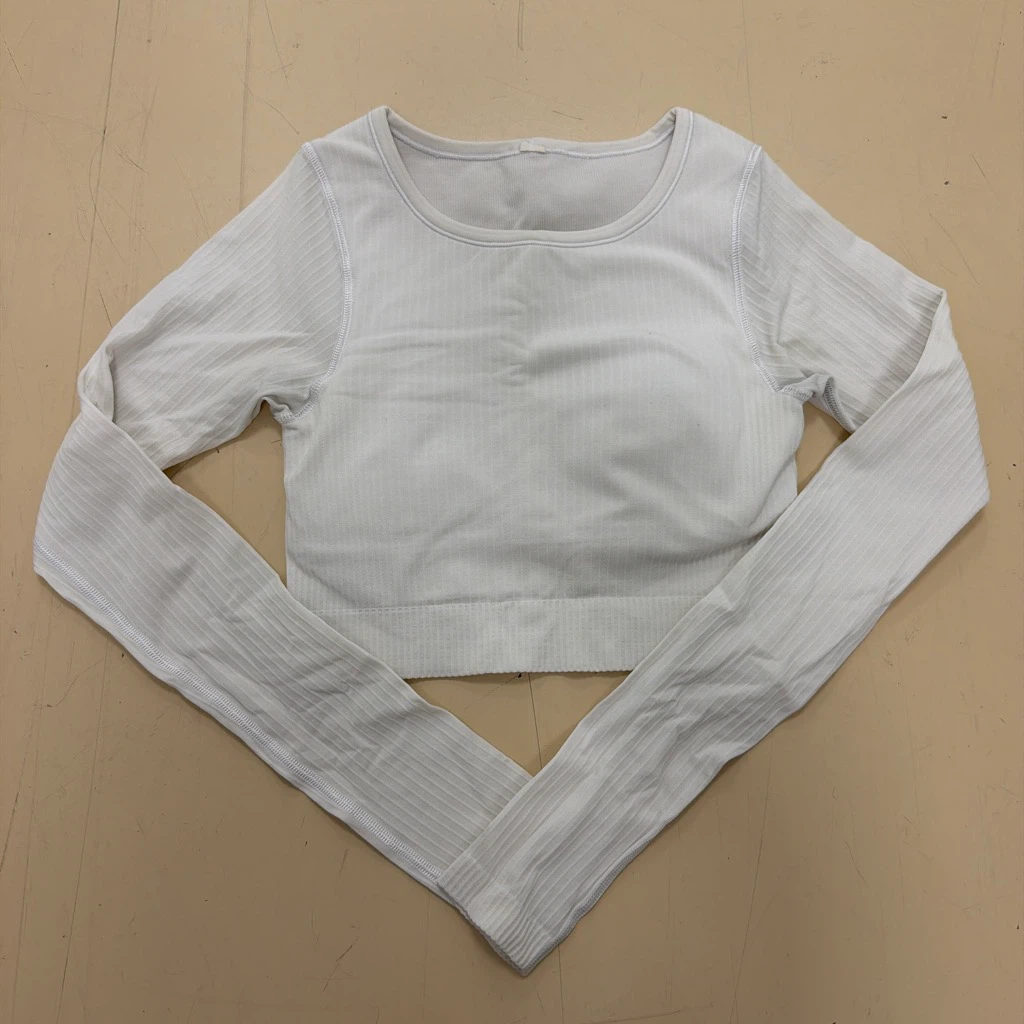 Lululemon White Long Sleeve Crop Top