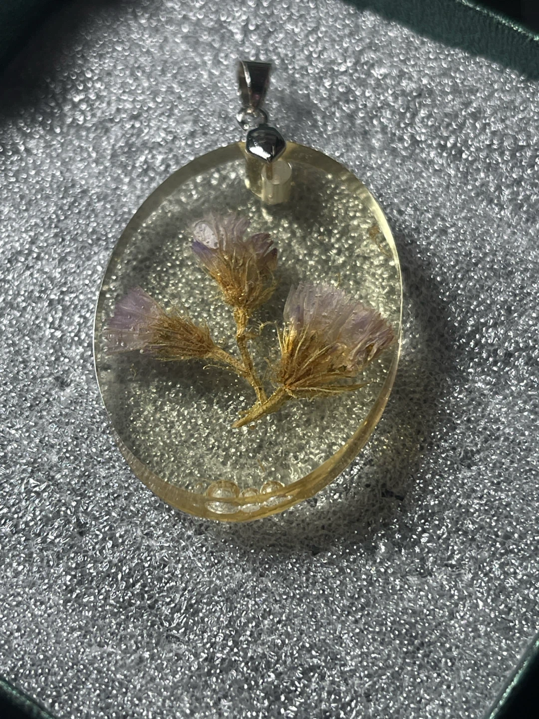 Dried Flower Resin Pendant 925 marked