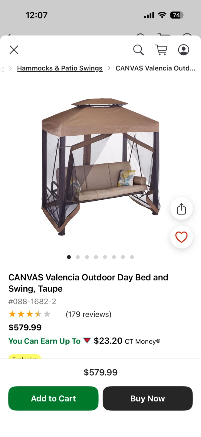 Outdoor Patio Swing/Day Bed with Cushions, Taupe