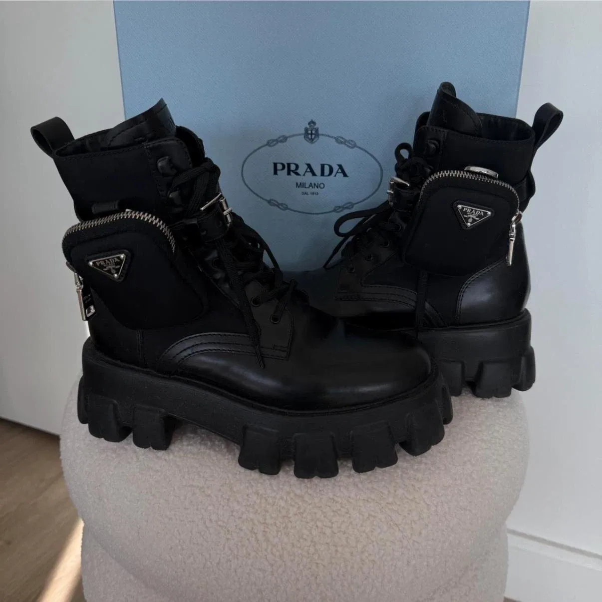 Prada Monolith Combat Boots