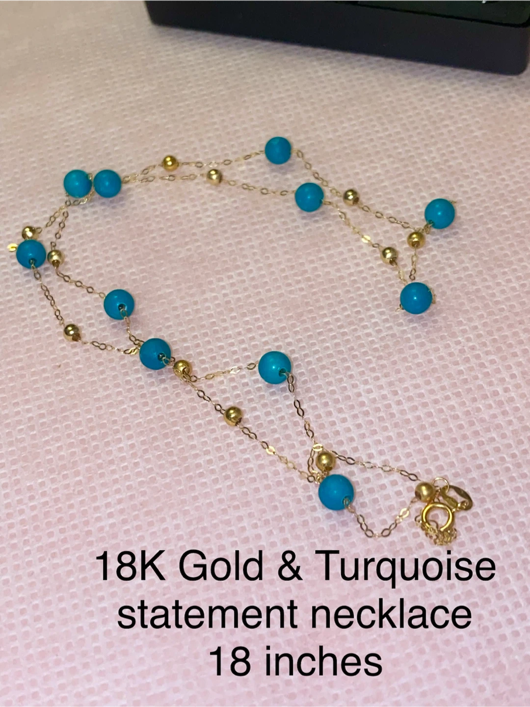 18K Gold and Turquoise Bead Necklace
