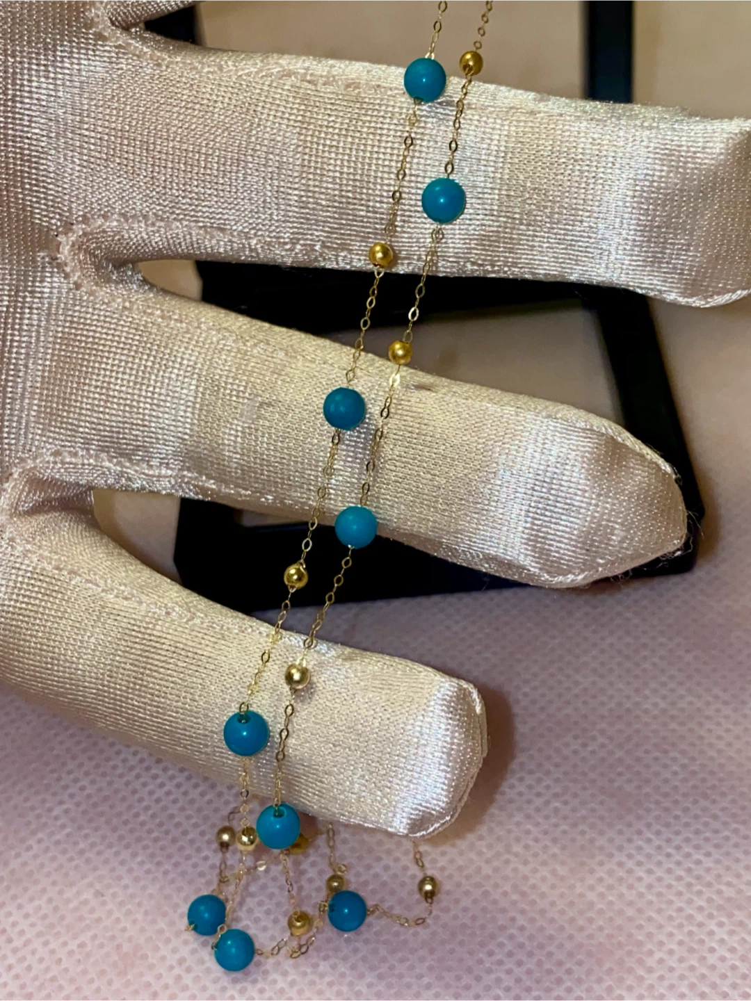 18K Gold and Turquoise Bead Necklace - photo 3