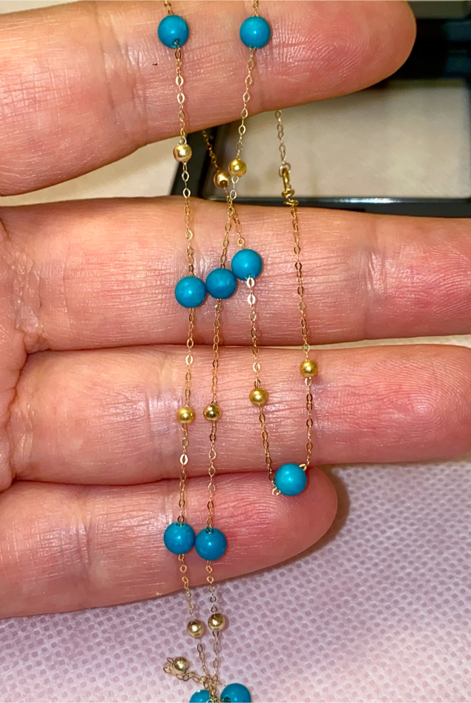 18K Gold and Turquoise Bead Necklace - photo 4