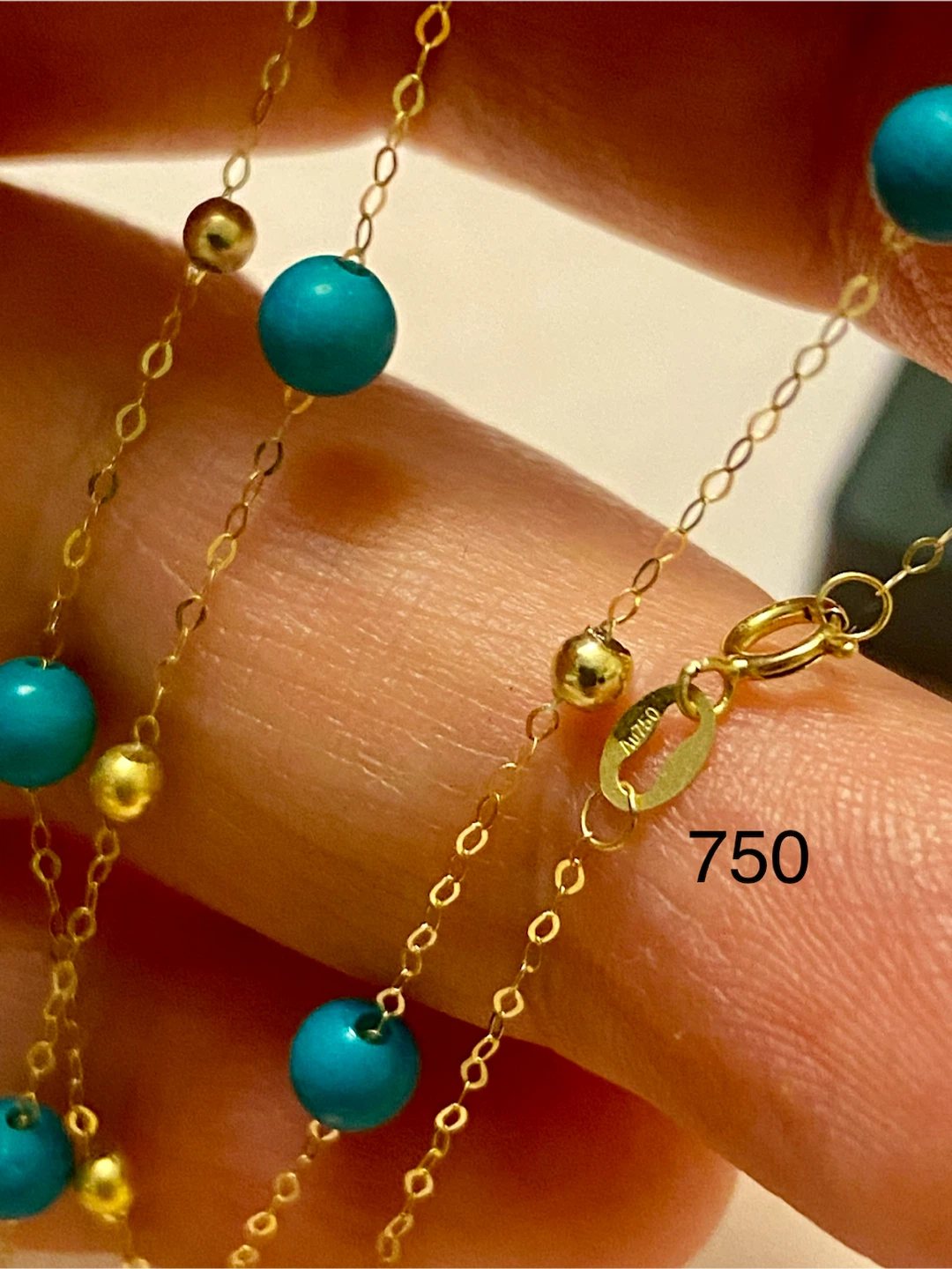 18K Gold and Turquoise Bead Necklace - photo 5