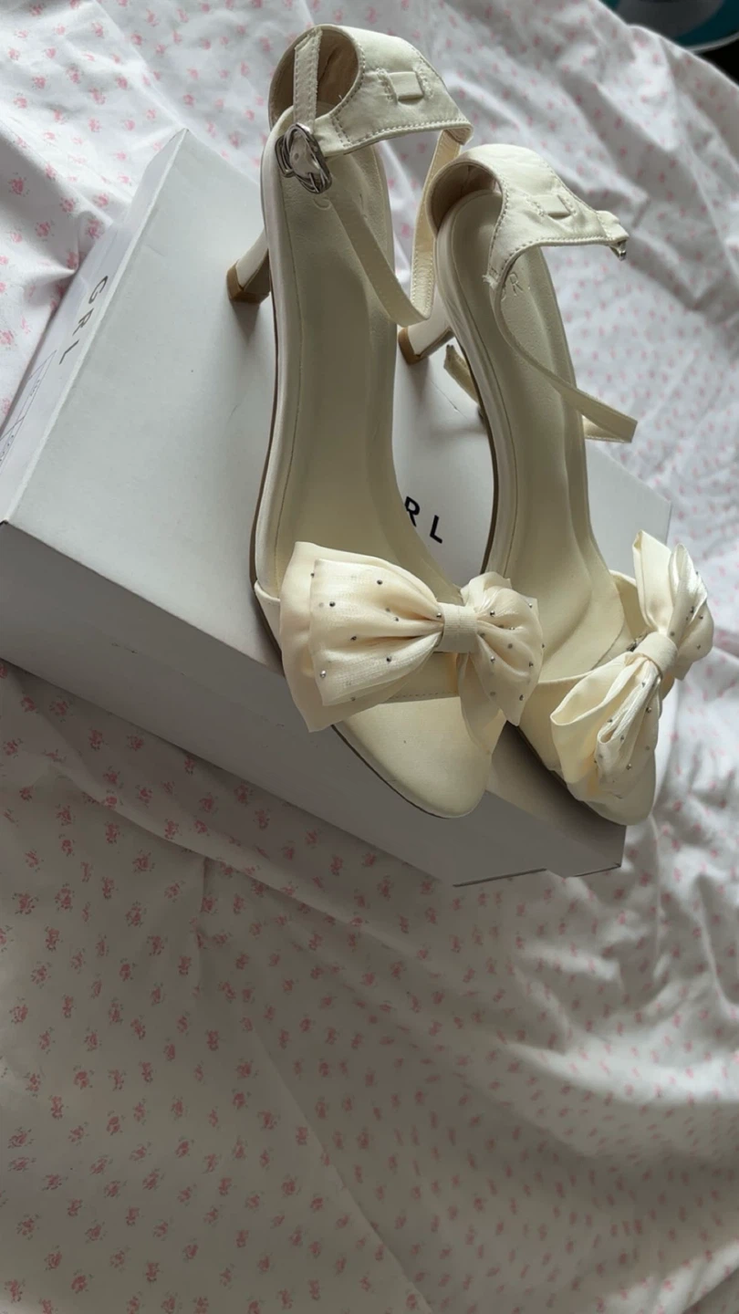 GIRL Bow Detail Heeled Sandals リボン付きストラップサンダル [ci657]