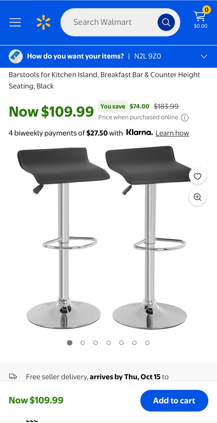 Three black barstools for kitchen island