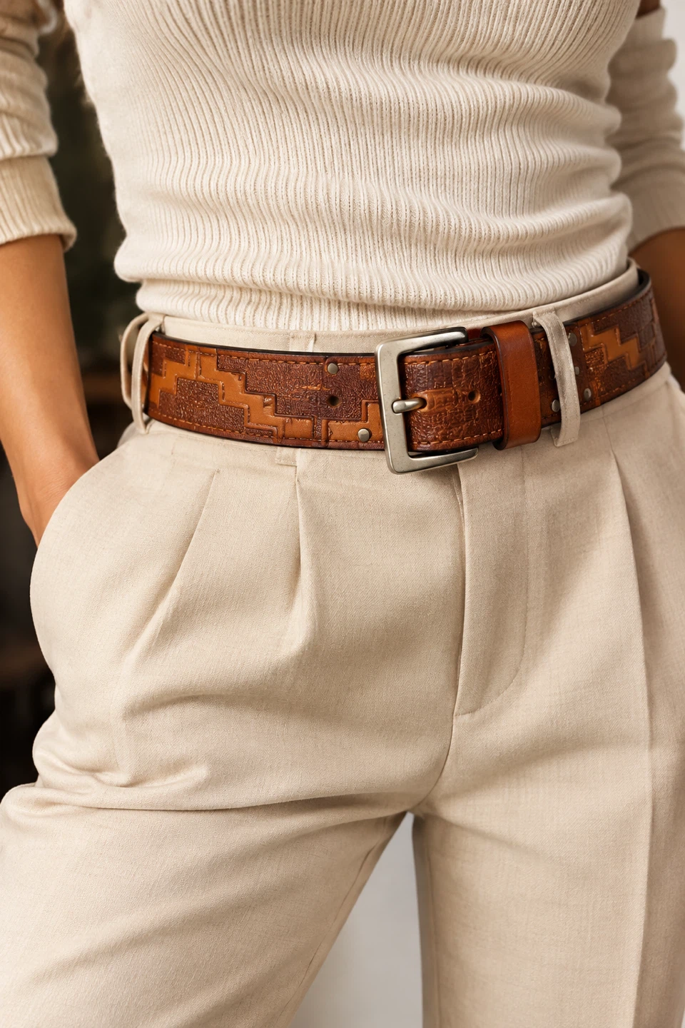 ERRUTI Sergio Roma Brown Leather Belt