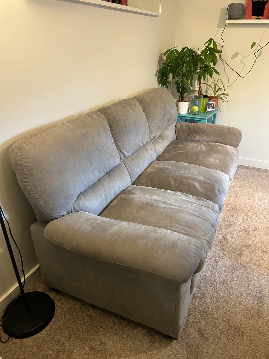 Grey micro fibre 3 seat sofa