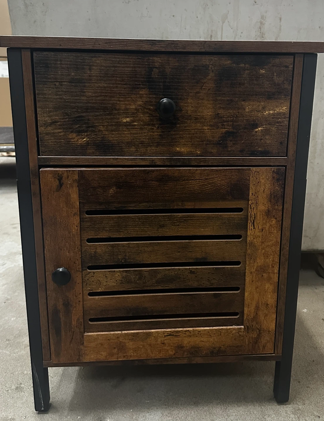 Industrial Style Nightstand with Drawer and Cabinet - photo 3
