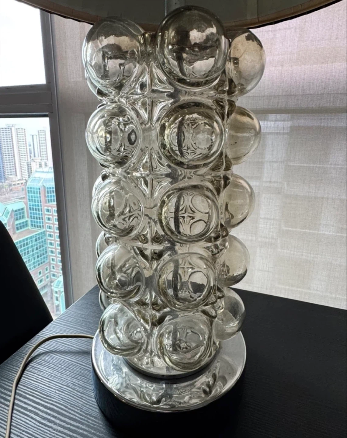 Vintage Nemo Style Bubble Glass Table Lamp 1970s - photo 2