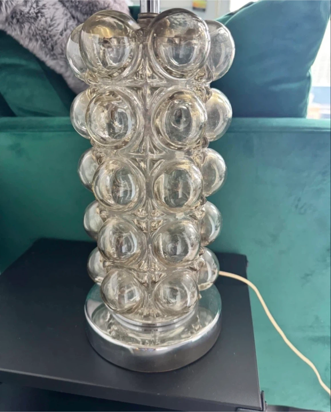 Vintage Nemo Style Bubble Glass Table Lamp 1970s - photo 3